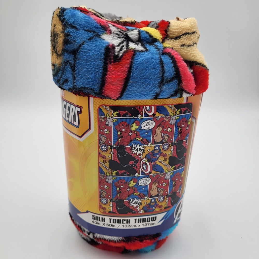 Marvel Avengers 40"x50" Kids Silk Touch Throw Blanket Iron Man Thor Capt America